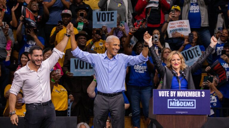 Obama Campaigns Alongside El-Sayed, Benson In Fiery Michigan Rally